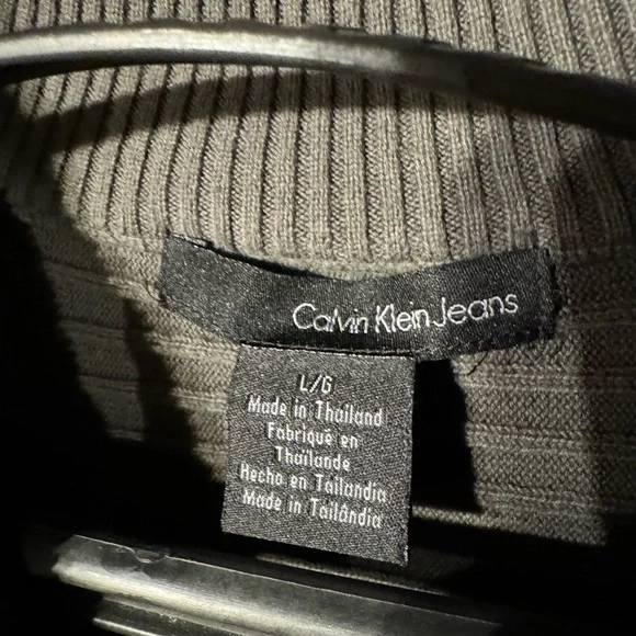 Calvin Klein 1/4 Zip Sweater EUC Mens Large Olive Green JFK Jr. Style 90s - Picture 5 of 6